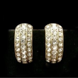 Heidi Daus Elegant Gold and Silver Crystal Earrings. Signed. NWOT